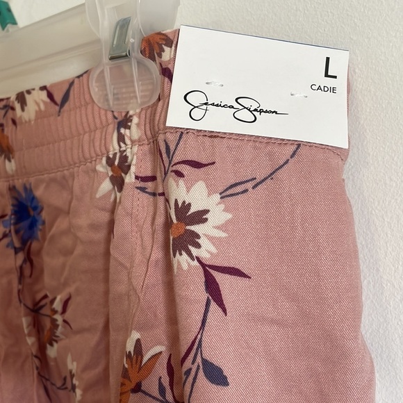 Boho Feminine Floral Pants Business Joggers Jessica Simpson Cadie Pink LG Comfy - Picture 6 of 11